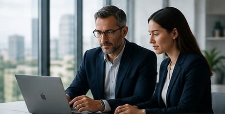 Two colleagues reviewing an AI system together