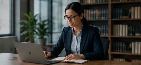 A researcher reviewing SIA materials